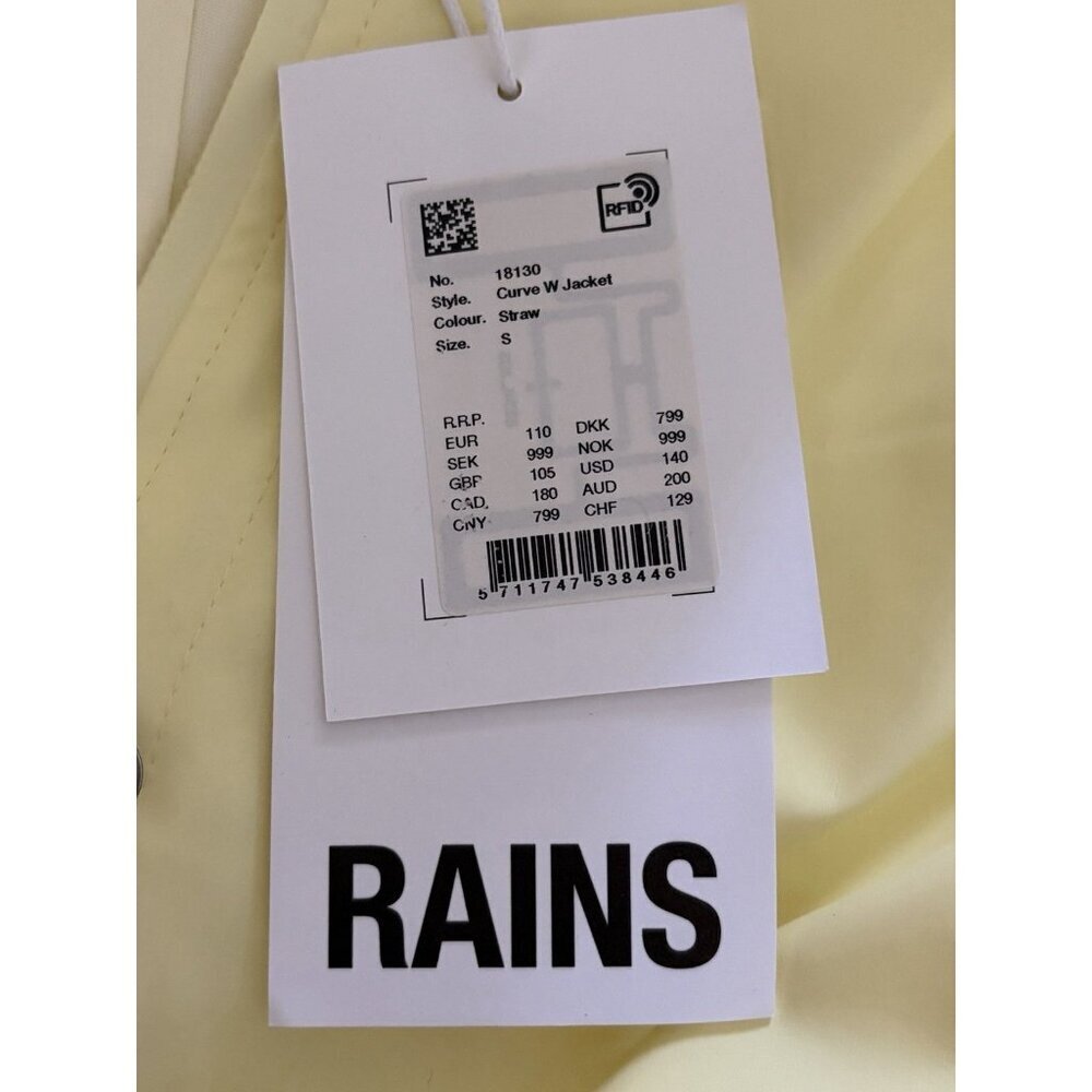 RAINS Curve Women’s Yellow Zip And Snap Closure Jacket Size Small NWT - Picture 6 of 13